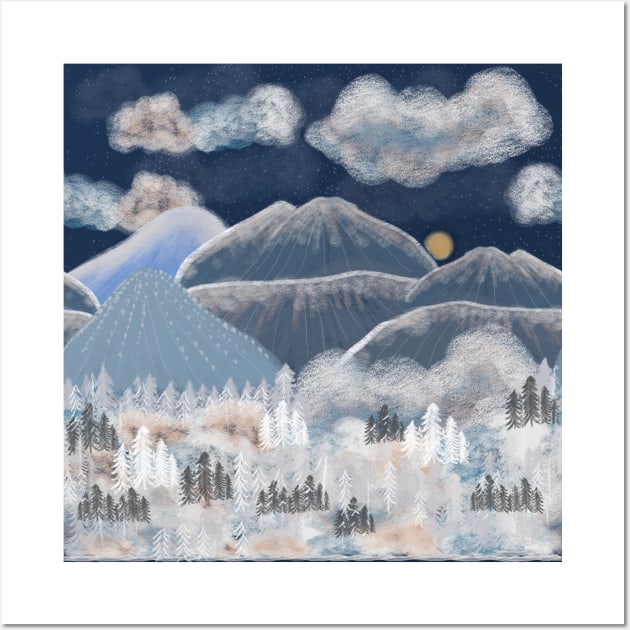 Mountain snow winter scene Wall Art by GULSENGUNEL